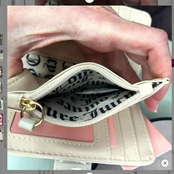 Juicy Couture Cream Wallet w/ Elegant Gold Charms - Picture 2 of 6